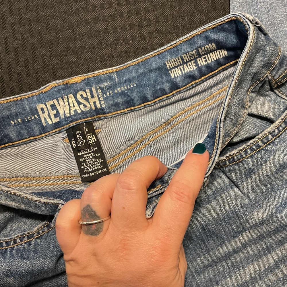 Rewash Jeans Womens 5/27 High Rise Mom Button Fly Distressed Vintage Reunion - Picture 5 of 13